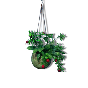 Jardinière suspendue colorée en fer et céramique pour la décoration de jardin à la maison utilisation extérieure nouvelle condition patine enduite de poudre finition conception - Product Image 3
