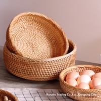 Panier de rangement en bambou et rotin de Chine, style nordique, plateau à fruits, panier à pain, panier à pains vapeur, plateau fait main pour salon