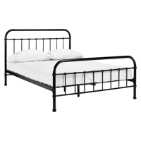 Lit en métal au design moderne, taille Queen, avec tête de lit en plaque métallique, cadre de lit en fer, en vente