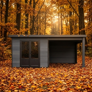 Abri de jardin en bois composite WPC de la série D, robuste, avec fenêtres à température constante en verre anti-balles et protection UV - Product Image 5