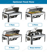 Chauffe-plat de luxe 9L en acier inoxydable plaqué or avec couvercle à roulettes et vitre transparente – Équipement de maintien au chaud haut de gamme pour buffet