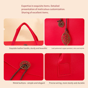 Bolsas de Regalo de Cuero PU para Mujer, con Logotipo Personalizado, Regalo de Pascua para Invitados, Bolsa de Regalo Plegable Grande, OEM <span class=keywords><strong>AV01</strong></span> - Product Image 2