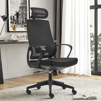 Chaise de bureau moderne chaise de direction ergonomique en maille massage réversible extensible appui-tête réglable en mousse métallique PU