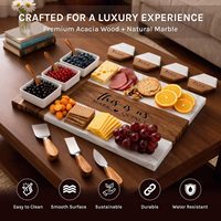 Ensemble de planches à charcuterie personnalisées, écologiques et durables, planche à fromage en bois et marbre gravée sur mesure, ensemble de couteaux en acier inoxydable