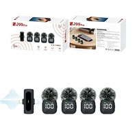 Microphone Lavalier Sans Fil Omnidirectionnel Quatre-en-Un J99Pro avec Affichage Numérique et Connecteurs Type-C et Lightning pour Studio et Diffusion en Direct
