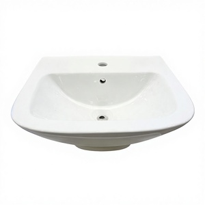 Lavabo mural carré en céramique <span class=keywords><strong>blanc</strong></span> moderne, semi-piedestal, à trou unique, petit et compact, pour salle de bain et toilettes, ensemble combiné pour la maison - Product Image 6
