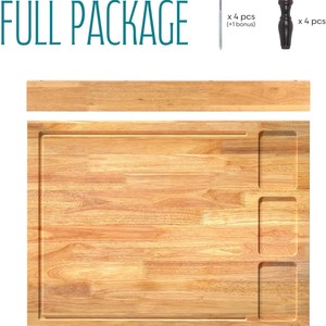 Tabla de Cortar de Madera Maciza de 82x60 cm, Rectangular, Multifuncional, con Cubierta para Fregadero de Cocina y Bandeja de Drenaje - Product Image 5
