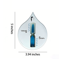 Minuteur sablier en forme de goutte d'eau à ventouse, 5 minutes, design moderne et simple, pour fêtes, réunions, salle de bain, plage, maison, bureau