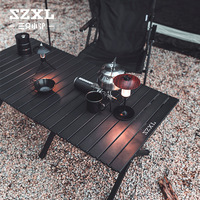 Table pliante en aluminium Three Donkey, table pliante d'extérieur noire, équipement de camping, table de pique-nique portable, table et chaises de camping
