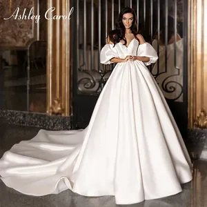 <span class=keywords><strong>Vestidos</strong></span> de Novia de Gala Ashley Carol para Mujer 2024, Satén, Manga Abullonada Desmontable, <span class=keywords><strong>Vestidos</strong></span> de Novia Sencillos con Escote Corazón - Product Image 1