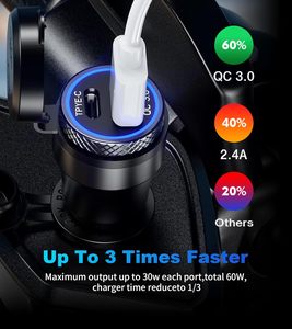 Adattatore Impermeabile Kewig da Spina DIN in Alluminio a Doppia Porta USB QC3.0 e Type-C per Ricarica Rapida, per Moto BMW Ducati Triumph 12V-24V - Product Image 3