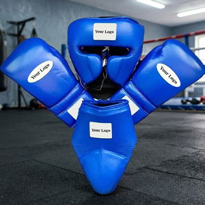 Set de Boxeo Personalizado en Azul PU, Incluye Protector de Cabeza, Guantes y Protector Bucal, Equipo de Entrenamiento Protector para Todas las Temporadas - Product Image 4
