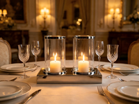 Porte-bougie Hurricane, élégant chandelier à tige haute, bougie pilier en option, taille et finition personnalisables pour table de mariage et décoration intérieure