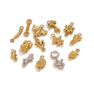 D599 Fabricant de breloques océaniques personnalisées en acier inoxydable doré, pendentifs étoile de mer, coquillage, arbre pour la fabrication de bracelets - Product Image 2