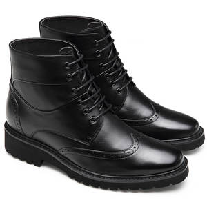 Мужские туфли-лоферы на платформе, черные кожаные, с вырезами, увеличивающие рост на 7 см / 2,76 дюйма - Product Image 4