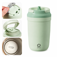 Gobelet à café intelligent de 14 oz en acier inoxydable 316 à double paroi isolé avec agitation automatique, couvercle et câble de données, idéal pour les cadeaux de bureau