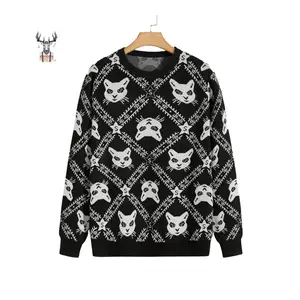 Nanteng Custom New Fashion Round Neck All-over Pattern Jacquard Knit Jumper Men Pullover Sweater