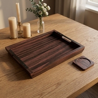 Plateau de service populaire en bois d'acacia, grand format, pour canapé, lit, petit-déjeuner, avec sous-verre en acacia, pour la décoration de la maison et de la cuisine