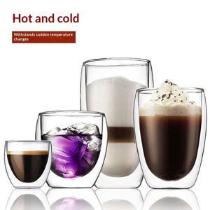 Bol à thé en verre résistant à la chaleur pour la maison, tasse à thé transparente à double paroi pour thé, lait, jus - Product Image 2