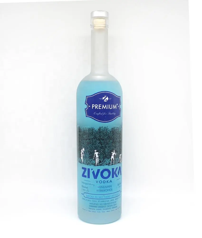 Großhandel Glasflasche Lieferant leer 750 ml Schnaps flaschen gefrostet und Aufkleber 750 ml Wodka Glasflasche mit Kork