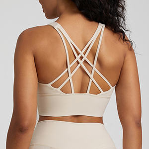 Logo personalizzato Fitness & Yoga Wear Runnings <span class=keywords><strong>donna</strong></span> Gym <span class=keywords><strong>top</strong></span> Cross Back allenamento sport reggiseno morbido tessuto all'ingrosso abbigliamento sportivo - Product Image 2
