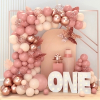 Kit d'arche de guirlande de ballons rose crème or rose, ballons confettis or rose pour la 1ère anniversaire d'une petite fille, décoration de fête de baby shower