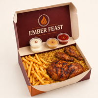 Conteneur jetable en carton personnalisé avec logo pour emballage alimentaire (burgers, tendres de poulet, frites) – Idéal pour les entreprises de livraison à emporter