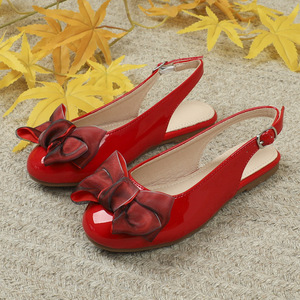 Venta al por Mayor de Zapatos Planos de Ballet con Lazo Rojo, Estilo Princesa, Punta Cerrada, para Niñas - Product Image 1