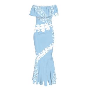 Wholesale <strong>Custom</strong> Hawaii Floral Casual <strong>Dresses</strong> Women Lady Elegant Off Shoulder Polynesian <strong>Dress</strong> Sexy Plus Size Women's <strong>Dresses</strong> - Product Image 2