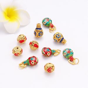 Colgante de Bestia Devoradora de Oro con Esmalte Cloisonné y Cuentas de Calabaza, Accesorios de Joyería DIY, Formas Mixtas, Fornituras de Joyería Hechas a Mano - Product Image 4