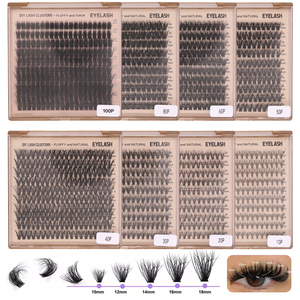 Kit d'extension de cils en gros 30P 40P 60P 100P 200P DIY, cils en grappe longueurs mixtes <span class=keywords><strong>10</strong></span>-18mm, courbure D, logo personnalisé, style 3D volumineux - Product Image 6