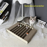 Griffoir pour chat en carton ondulé plat en gros avec canaux à bille roulante et cadre en bois naturel pour les animaleries
