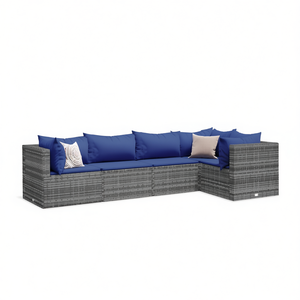 Set Lounge da Esterno in Rattan Grigio per 6 Persone, Arredamento da Giardino Resistente alle Intemperie, Design Contemporaneo - Product Image 1