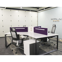 Système de cloisonnement de bureau modulaire 6 places avec cadre en aluminium pour projets de bureaux à plan ouvert