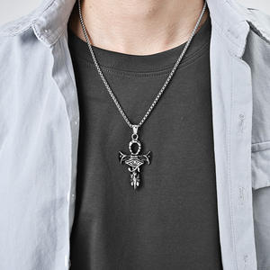 Ancient Egyptian Eye Of Horus Ankh <b>Cross</b> Necklace Stainless Steel Pendant Unisex Gift Jewelry - Product Image 3