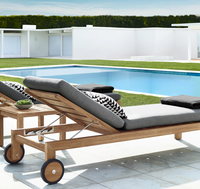 AEGEAN Nouvelle Arrivée Ensemble de Meubles de Jardin avec Chaise Longue en Bois de Teck Massif Naturel avec Roues