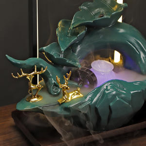 Yüksek kaliteli Mini masaüstü seramik duman şelale su çeşmesi ile ışık tütsü brülör ev dekor için - Product Image 4