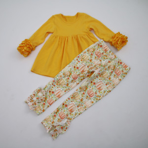 Tenues décontractées pour filles de 11 <span class=keywords><strong>ans</strong></span> Hauts à manches longues avec imprimé citrouille et <span class=keywords><strong>pantalon</strong></span> pour enfants d'âge préscolaire - Product Image 3