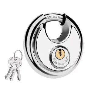 High Quality Heavy Duty Security Padlock Keyed Alike Waterproof Security Rim Locks & Keys Round Key Stainless Steel Disc Lock