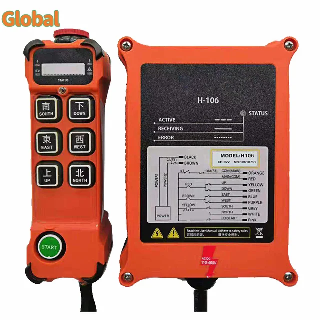 F21-4S H106 Hoist Remote Control Wireless Transmitter Push Button Switch Channel for Overhead Cranes Hoist and Motor Control