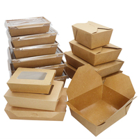 Groothandel Eco-vriendelijke Biologisch afbreekbare Kraft Papier Voedselverpakking voor Salade, Noedels, Sushi, Babyvoeding, Afhaalmaaltijden, Lunchverpakkingen PET PP