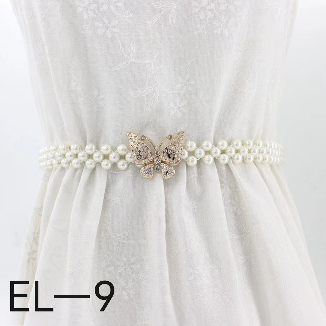 Женский корейский пояс со стразами и жемчугом, Модный Универсальный декоративный свободный узкий пояс, женский эластичный тонкий пояс с милыми цветами