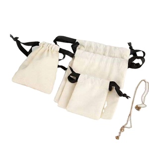 Wholesale Eco-Friendly <b>Reusable</b> Mini Size Cotton Drawstring Jewelry Gift <b>Pouch</b> Dust Bag Custom Logo Printed Customized Color - Product Image 1