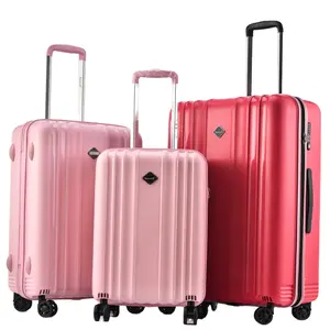 PP旅行硬壳行李箱3件拉杆箱套装时尚4旋转轮携带行李箱
