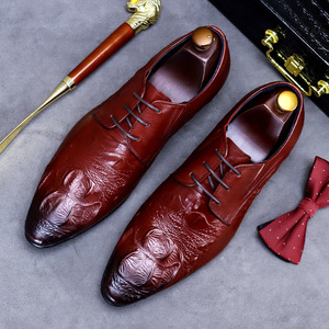 High-end brand men's crocodile leather business formal wedding banquet <b>shoes</b> with hand-tied laces - Product Image 1