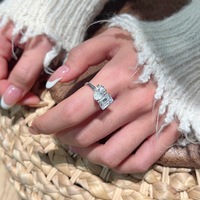 Bagues en argent sterling S925 avec moissanite, deux pierres incrustées, moissanite pour mariage, couleur D, VVS1, 2,0 carats, bijoux fins, cadeau pour femmes