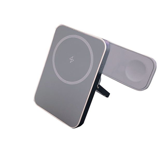 New Model Ultra-thin Efficient Portable 2 in 1 Magsafe Wireless Power Bank for Phone and Watch