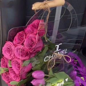 Sac à main en fleurs tendance, fournitures pour fleuristes, sac cadeau transparent en PET pour bouquet - Product Image 6