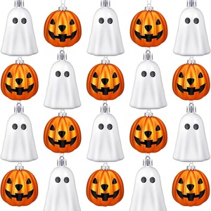 Bolas de Navidad con Diseño de Calabaza Fantasma Blanca de Halloween, Electrochapadas, Pintadas a Mano, Acabado Mate, 12 Colores - Product Image 6