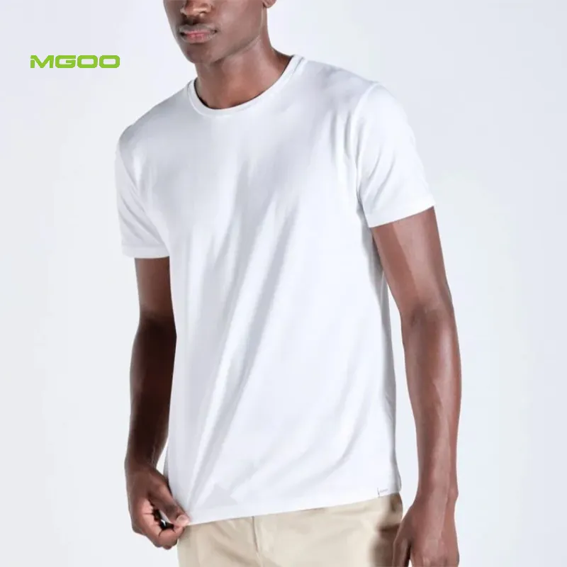 MGOO大きくて背の高いTシャツ高品質のブランクメンズTシャツカスタム綿100% OネックアンチピリングプレーンホワイトTシャツ